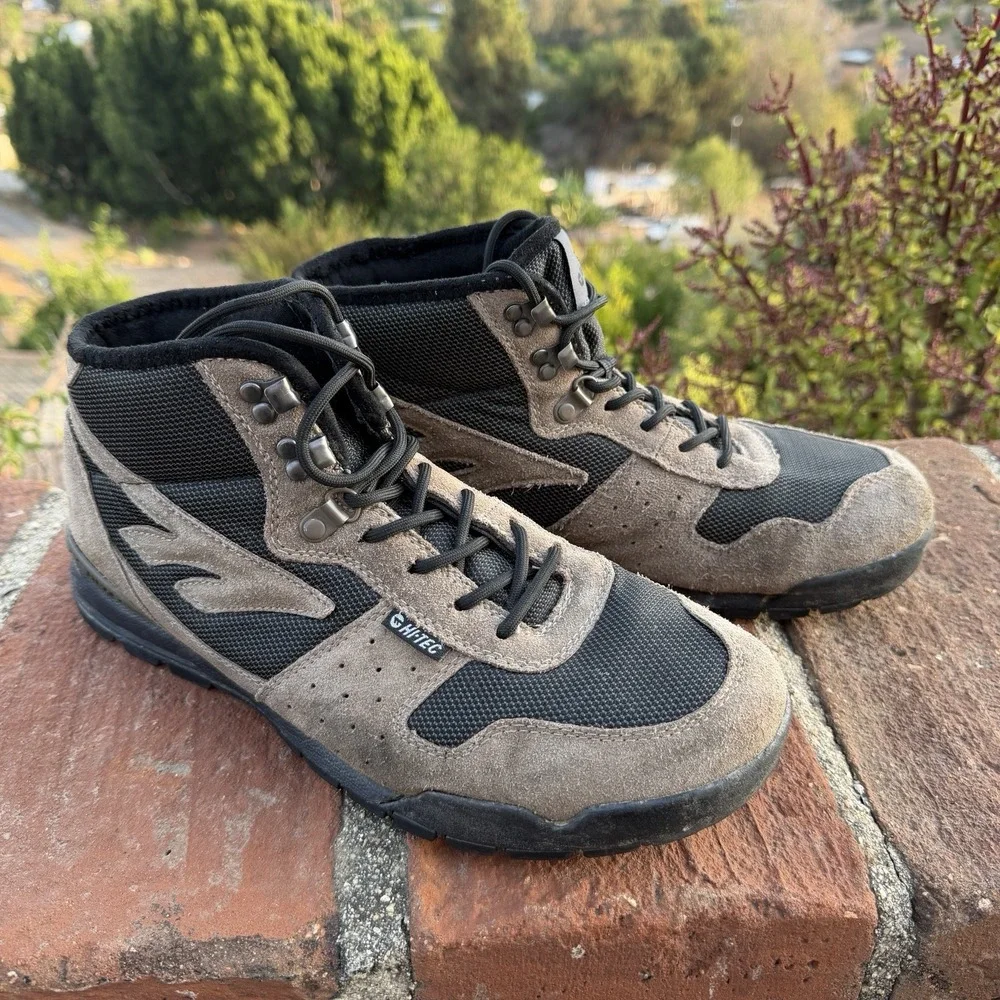 Hi-Tec Crestone Mens 11 Brown Suede Mid Top Hiking Boots Trail Outdoor Shoes